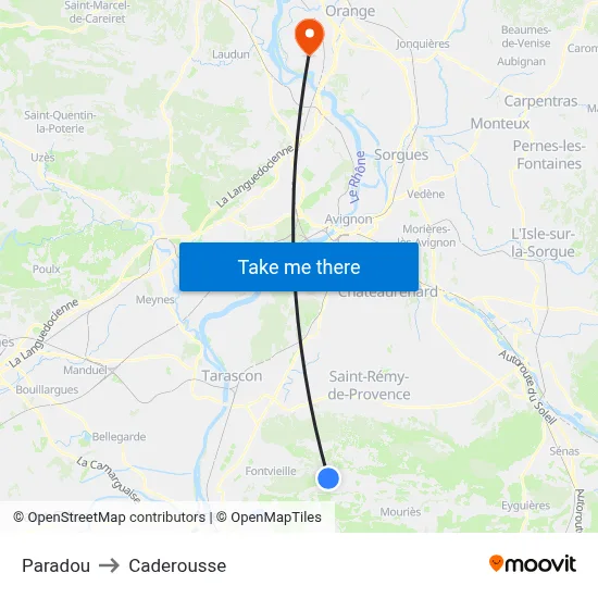 Paradou to Caderousse map
