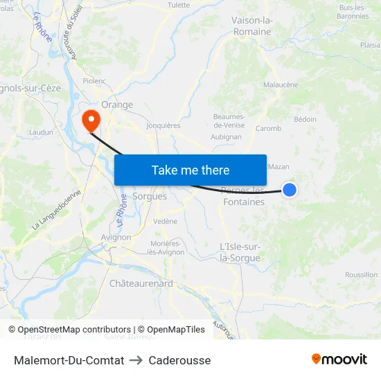 Malemort-Du-Comtat to Caderousse map