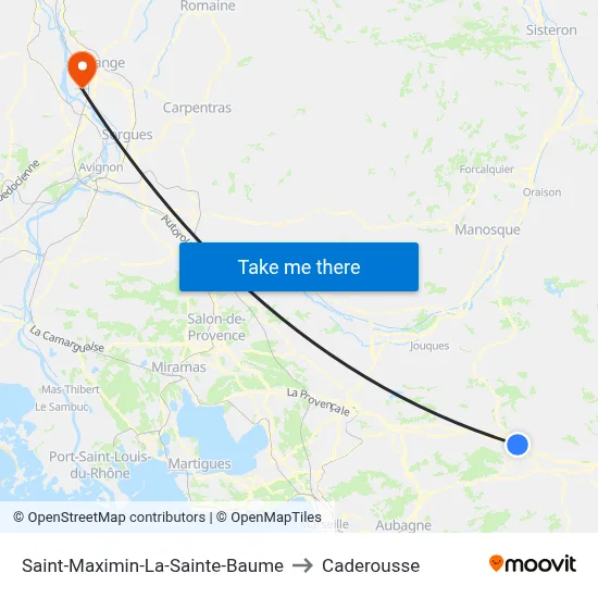 Saint-Maximin-La-Sainte-Baume to Caderousse map
