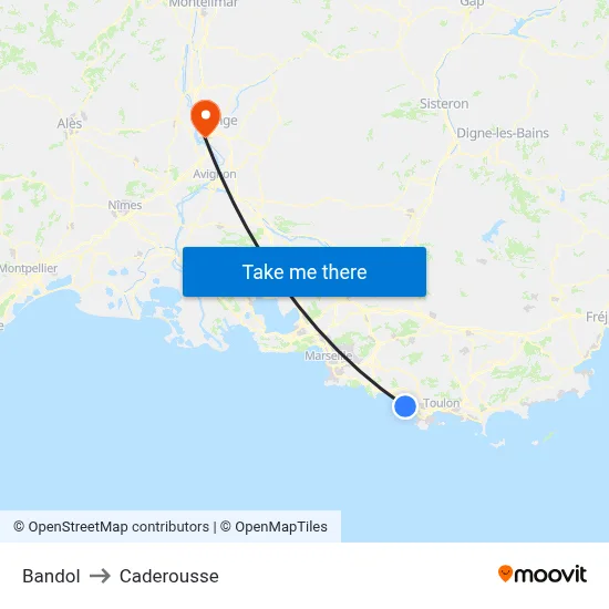 Bandol to Caderousse map