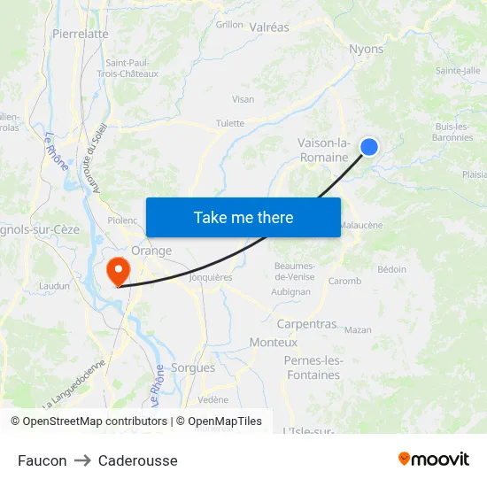 Faucon to Caderousse map
