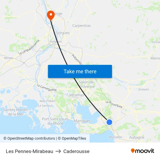 Les Pennes-Mirabeau to Caderousse map