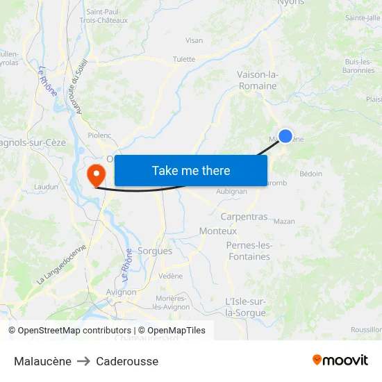 Malaucène to Caderousse map