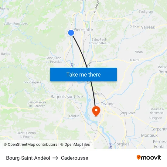 Bourg-Saint-Andéol to Caderousse map