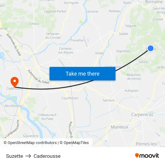 Suzette to Caderousse map