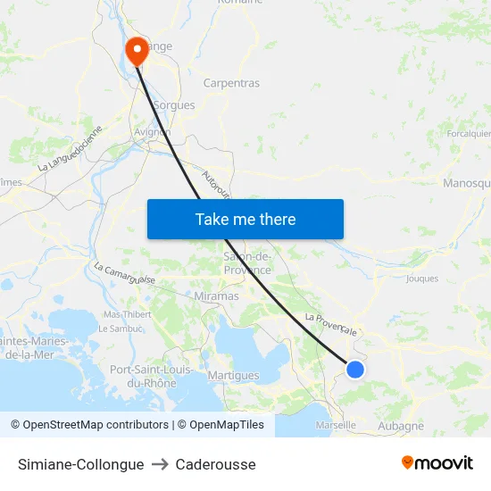 Simiane-Collongue to Caderousse map