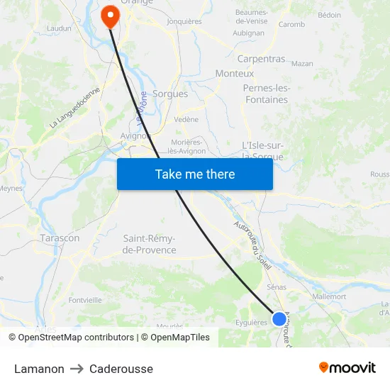 Lamanon to Caderousse map