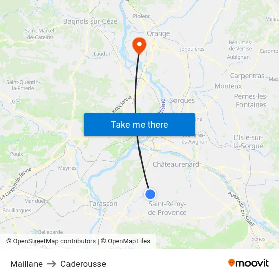 Maillane to Caderousse map