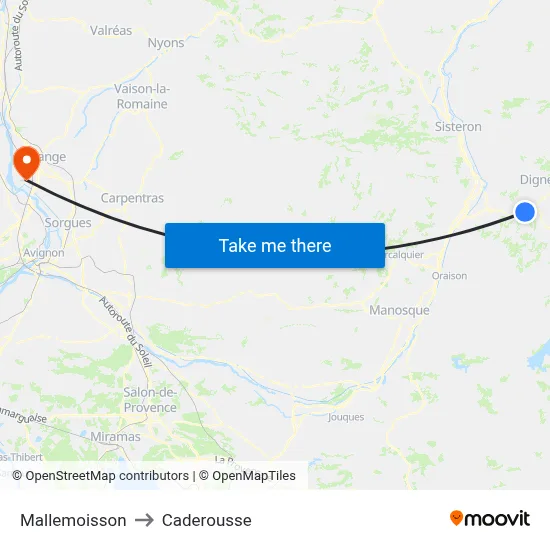 Mallemoisson to Caderousse map