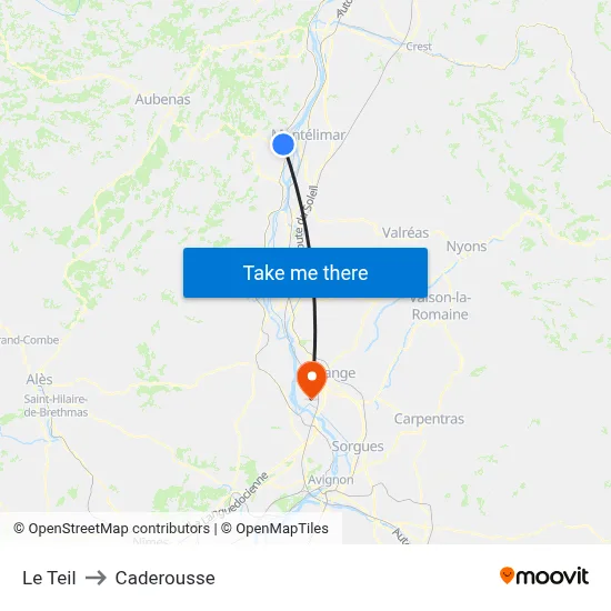 Le Teil to Caderousse map
