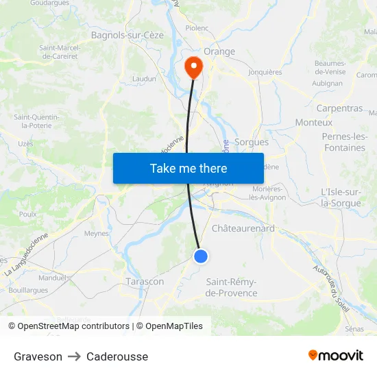 Graveson to Caderousse map