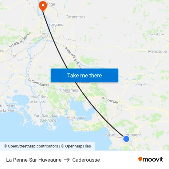 La Penne-Sur-Huveaune to Caderousse map