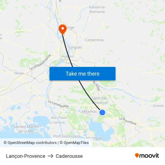 Lançon-Provence to Caderousse map