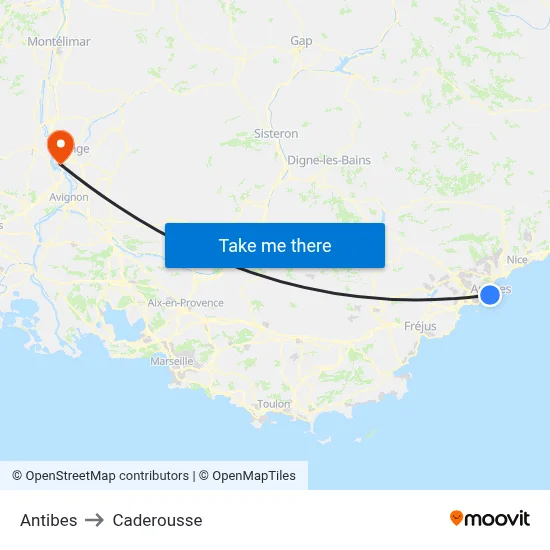 Antibes to Caderousse map