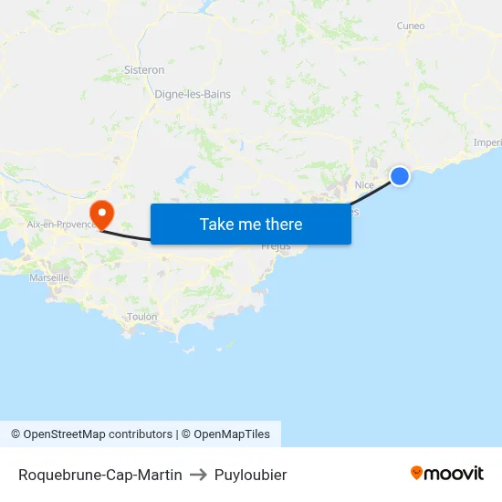Roquebrune-Cap-Martin to Puyloubier map