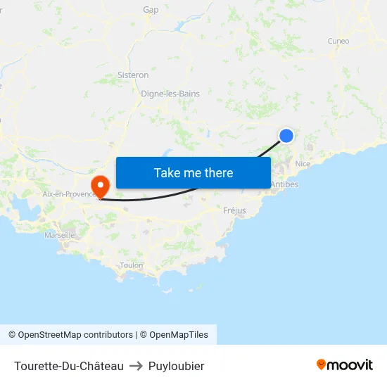 Tourette-Du-Château to Puyloubier map