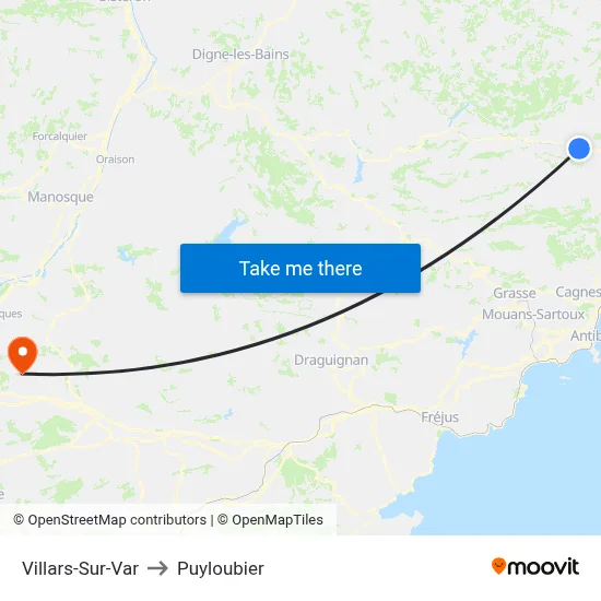 Villars-Sur-Var to Puyloubier map