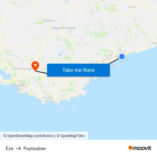 Èze to Puyloubier map