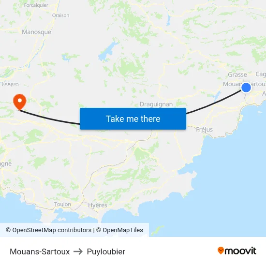 Mouans-Sartoux to Puyloubier map