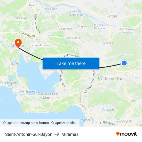 Saint-Antonin-Sur-Bayon to Miramas map