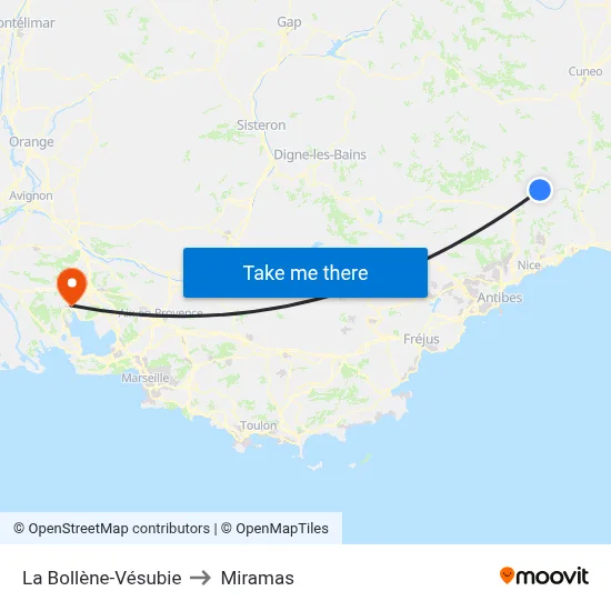 La Bollène-Vésubie to Miramas map