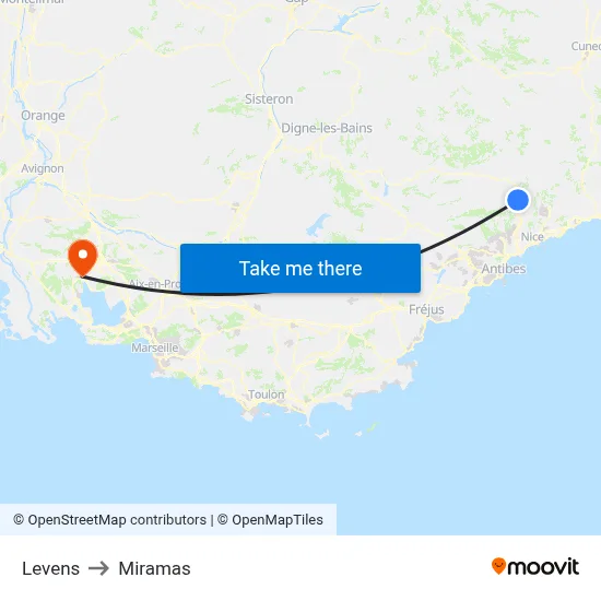 Levens to Miramas map