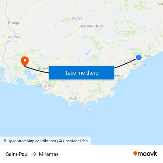 Saint-Paul to Miramas map
