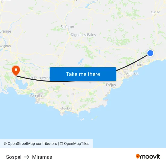 Sospel to Miramas map