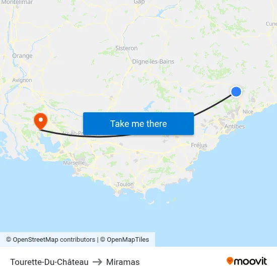 Tourette-Du-Château to Miramas map