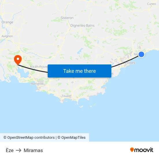 Èze to Miramas map