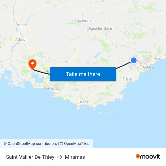 Saint-Vallier-De-Thiey to Miramas map