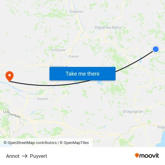 Annot to Puyvert map