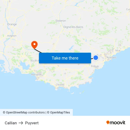 Callian to Puyvert map