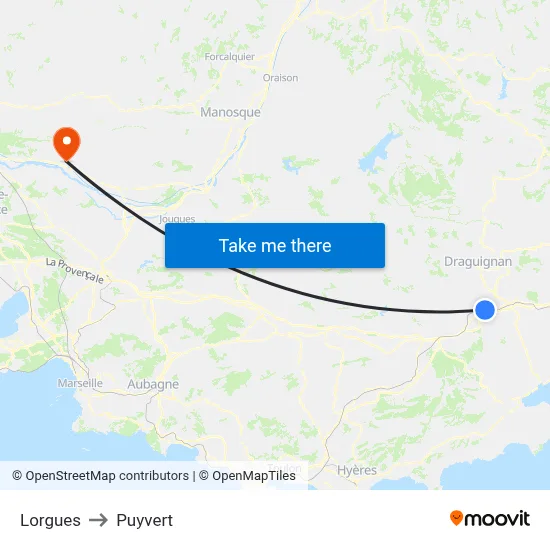 Lorgues to Puyvert map