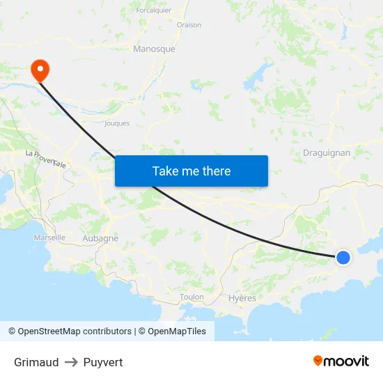 Grimaud to Puyvert map