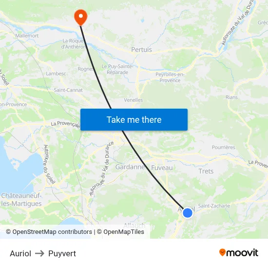 Auriol to Puyvert map