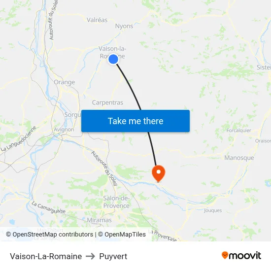 Vaison-La-Romaine to Puyvert map