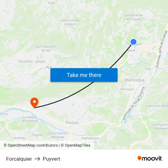 Forcalquier to Puyvert map