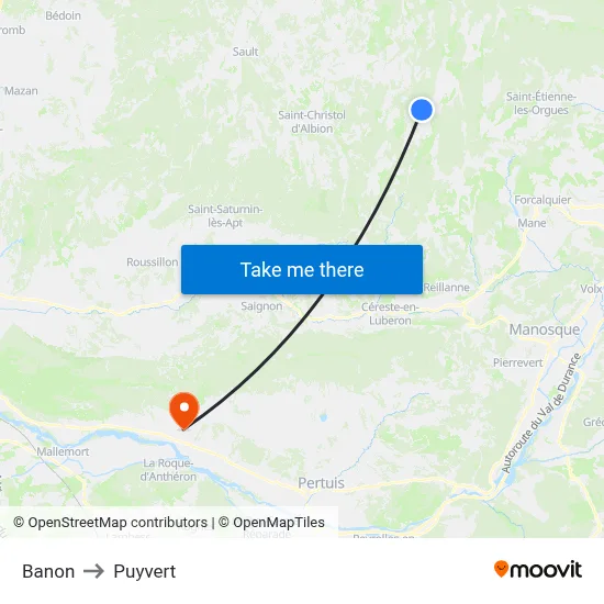 Banon to Puyvert map
