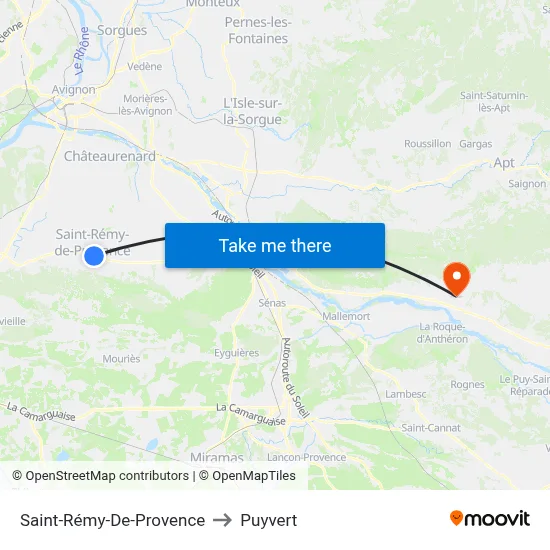 Saint-Rémy-De-Provence to Puyvert map