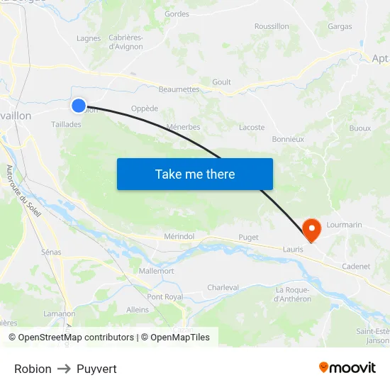 Robion to Puyvert map