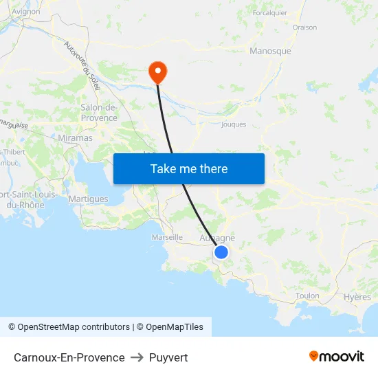 Carnoux-En-Provence to Puyvert map
