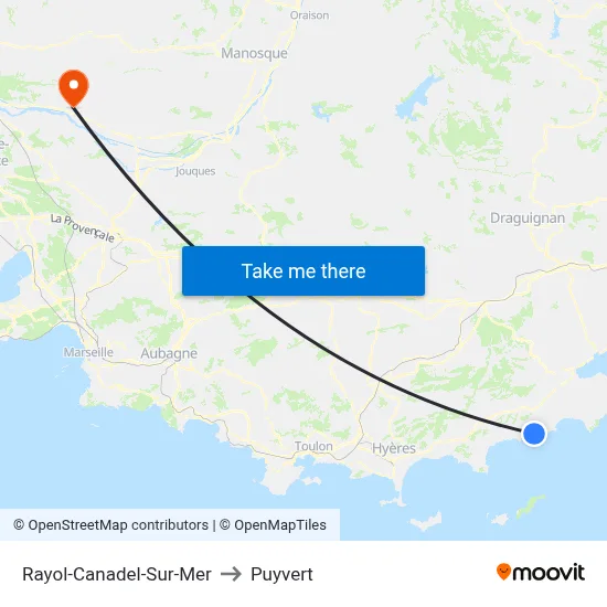 Rayol-Canadel-Sur-Mer to Puyvert map
