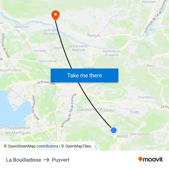 La Bouilladisse to Puyvert map