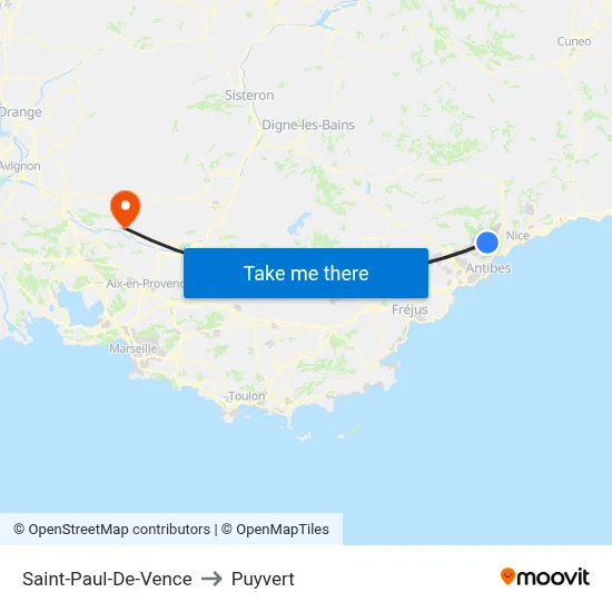 Saint-Paul-De-Vence to Puyvert map