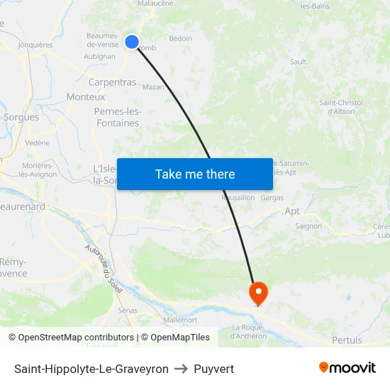 Saint-Hippolyte-Le-Graveyron to Puyvert map