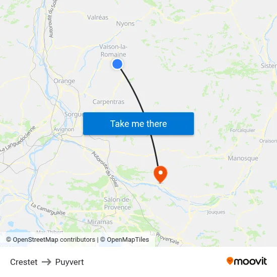 Crestet to Puyvert map
