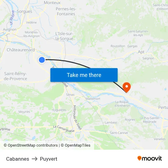 Cabannes to Puyvert map