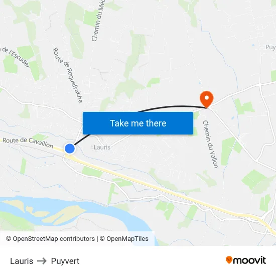 Lauris to Puyvert map
