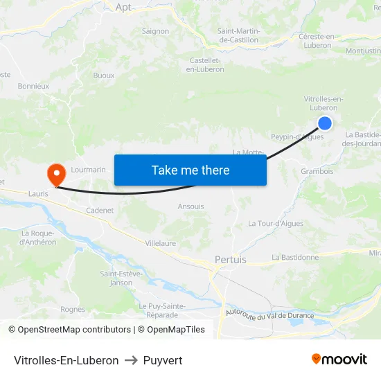 Vitrolles-En-Luberon to Puyvert map